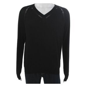 Dior Mens Black Wool V Neck Pullover Sweater Long Sleeve Size M